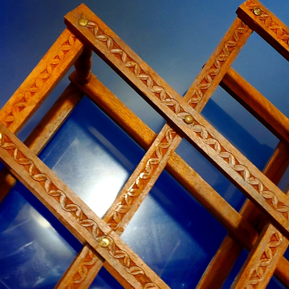 Vintage Hand Carved Wooden Expandable Wine Rack - Picture 3 of 3
